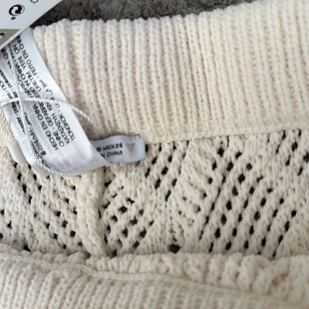 Zara Cream Chenille Crochet Knit Shorts Size S NWT Open Knit Scalloped Hem Beach - Picture 8 of 10